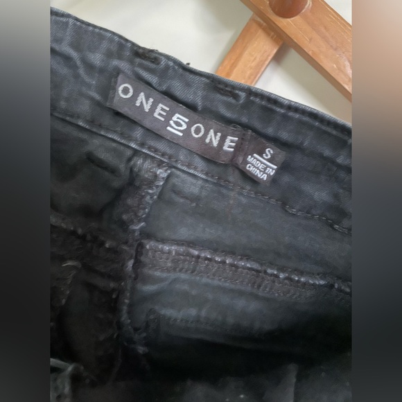 One5One Black denim pencil skirt modest knee length fall size small - Picture 8 of 8